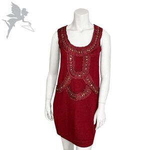NANETTE LEPORE Beaded Art Deco Knit Dress